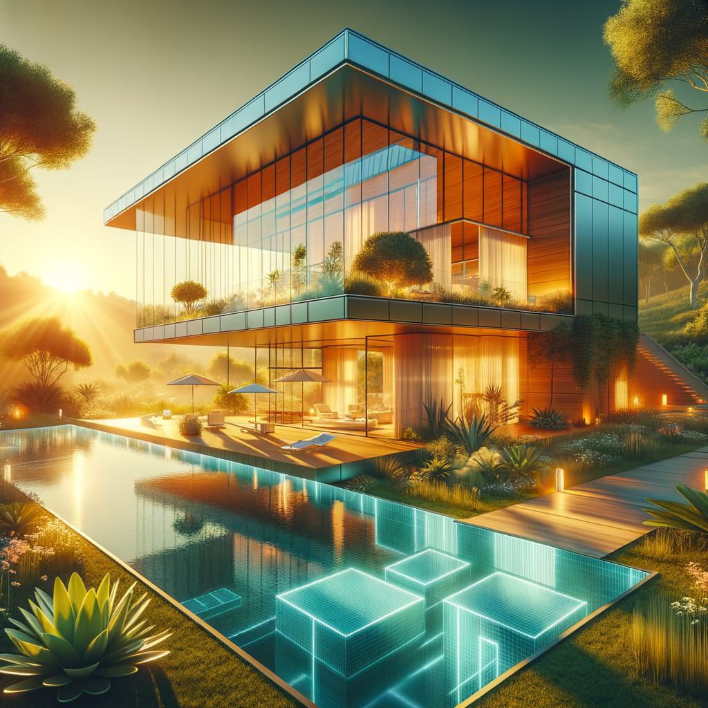Generate a futuristic house, with good light and and swimming pool, in it has to be in bloxburg style