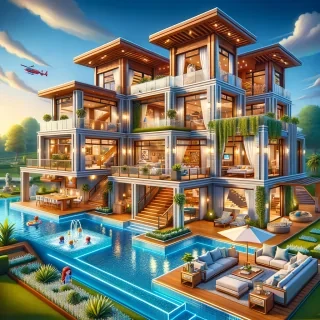 give me the most realistic luxuary house, but in bloxburg theme